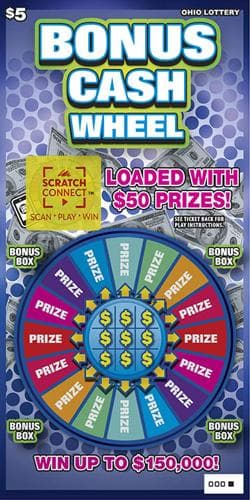 Bonus Cash Wheel scratch-off ticket