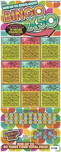 Bingo X50 scratch-off ticket
