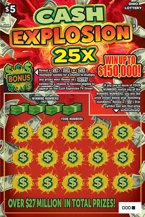Cash Explosion 25X scratch-off ticket