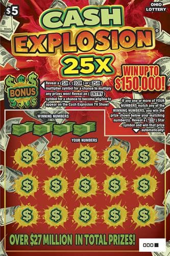 Cash Explosion 25X scratch-off ticket