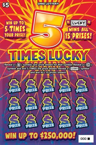 5 Times Lucky scratch-off ticket