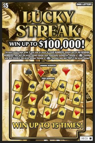 Lucky Streak scratch-off ticket