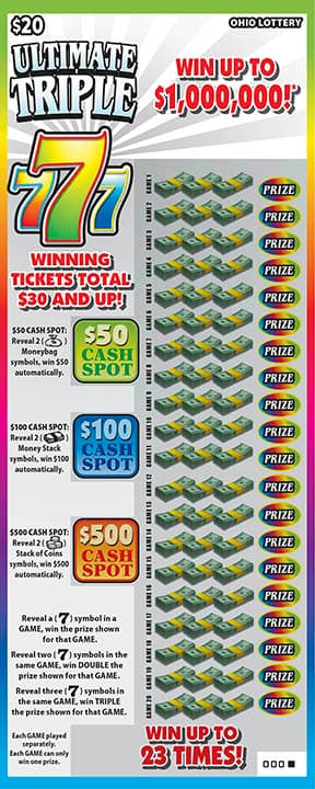 Ultimate Triple 777 scratch-off ticket