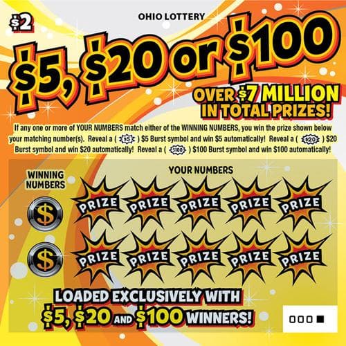 $5, $20 or $100 scratch-off ticket