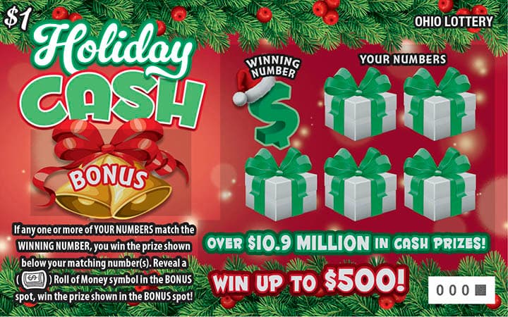 Holiday Cash scratch-off ticket