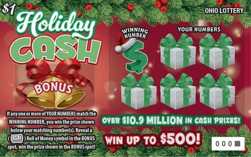 Holiday Cash scratch-off ticket