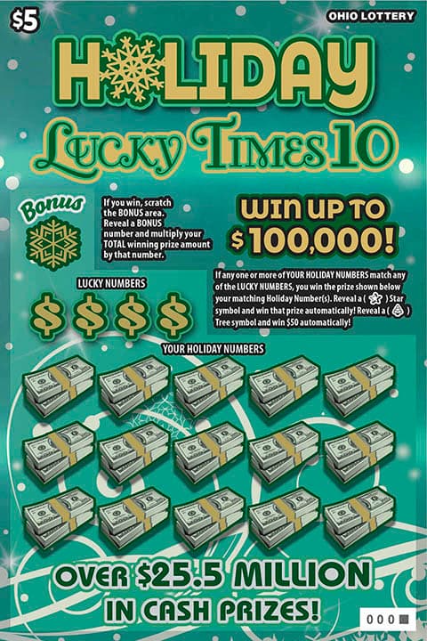 Holiday Lucky Times 10 scratch-off ticket