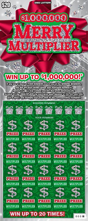$1,000,000 Merry Multiplier scratch-off ticket
