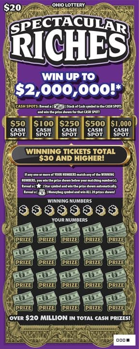 Spectacular Riches scratch-off ticket