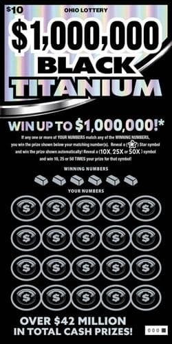 $1,000,000 Black Titanium scratch-off ticket