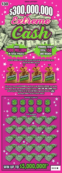 $300,000,000 Extreme Cash scratch-off ticket