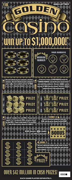 Golden Casino scratch-off ticket