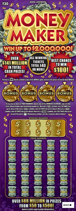 Money Maker scratch-off ticket