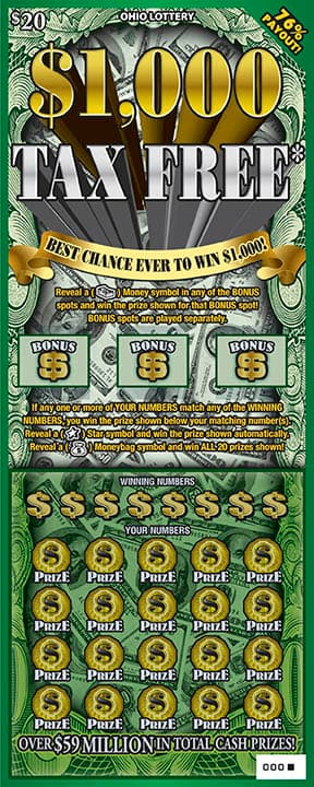 $1,000 Tax Free scratch-off ticket