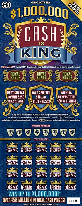 $1,000,000 Cash Is King scratch-off ticket