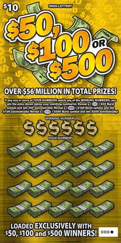 $50, $100 or $500 scratch-off ticket