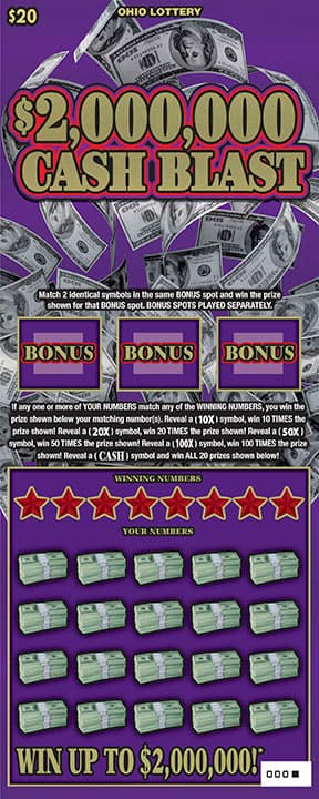 $2,000,000 Cash Blast scratch-off ticket