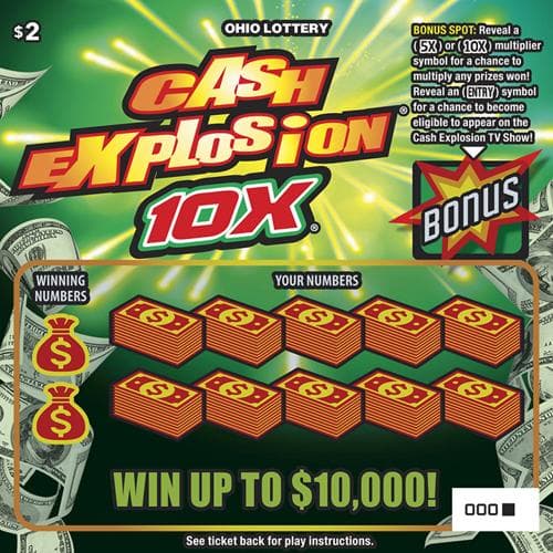 Cash Explosion 10X scratch-off ticket