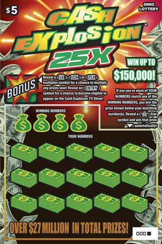 Cash Explosion 25X scratch-off ticket