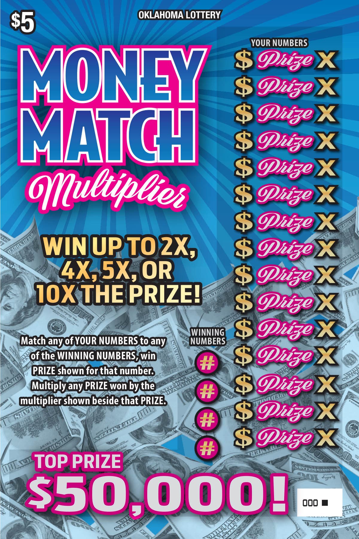 Money Match Multiplier scratch-off ticket