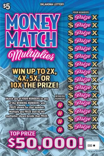 Money Match Multiplier scratch-off ticket
