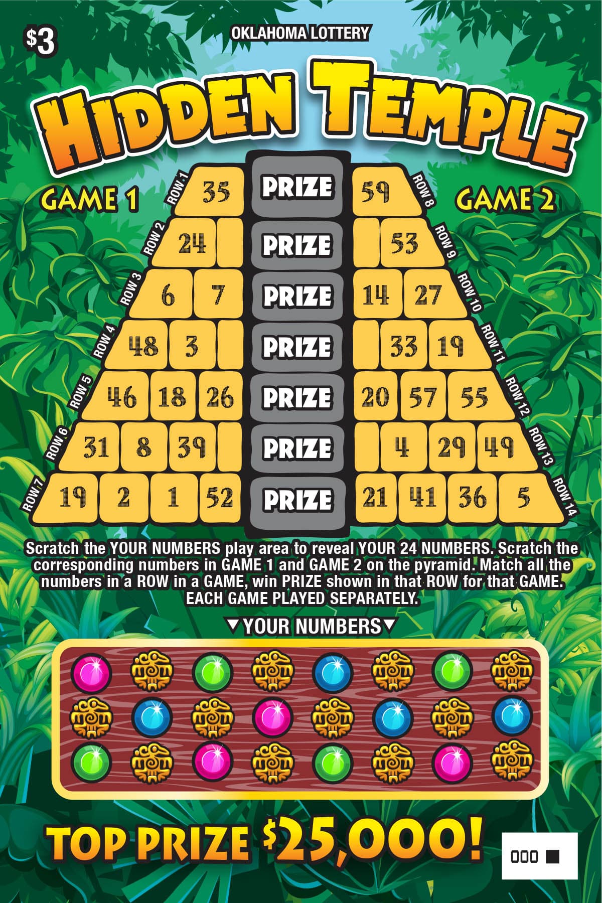 Hidden Temple scratch-off ticket