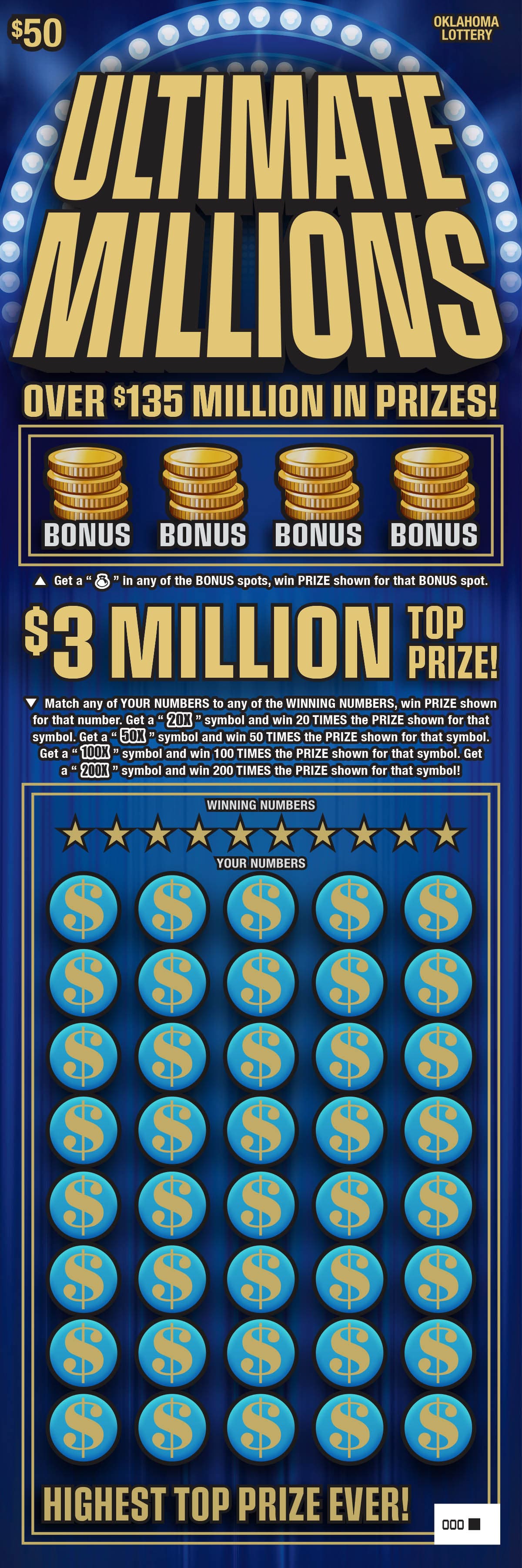 Ultimate Millions scratch-off ticket