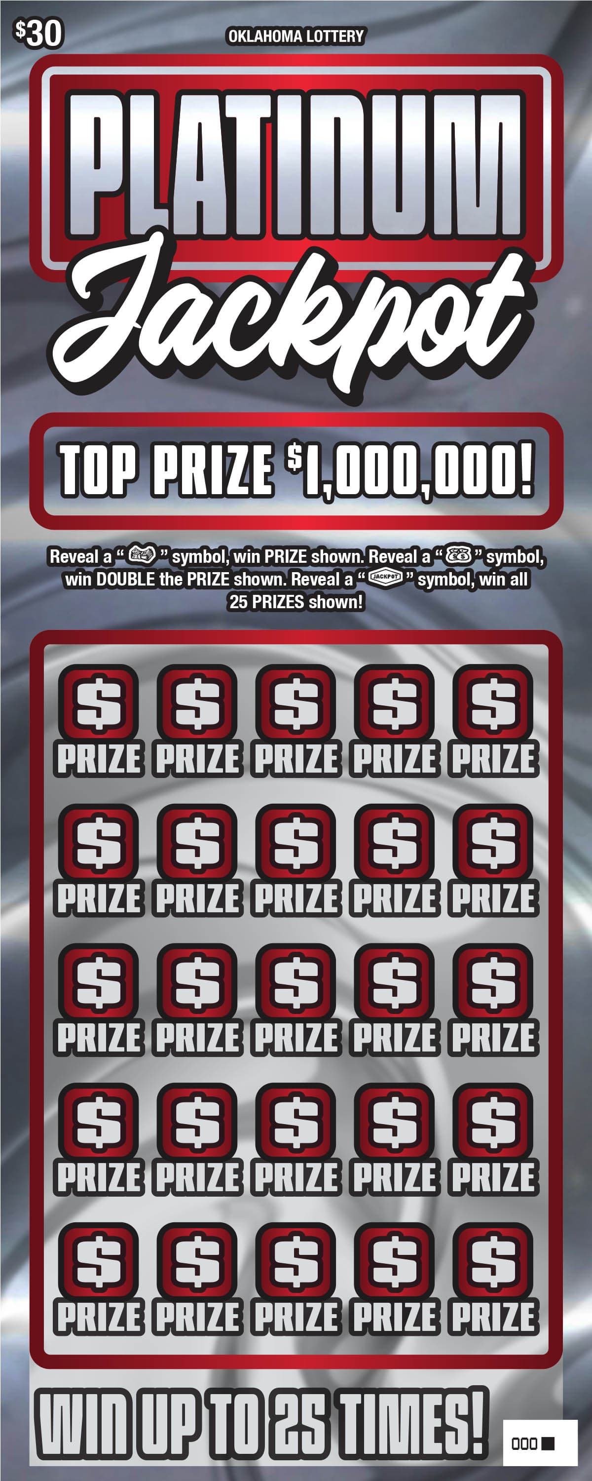 Platinum Jackpot scratch-off ticket