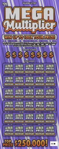 Mega Multiplier scratch-off ticket