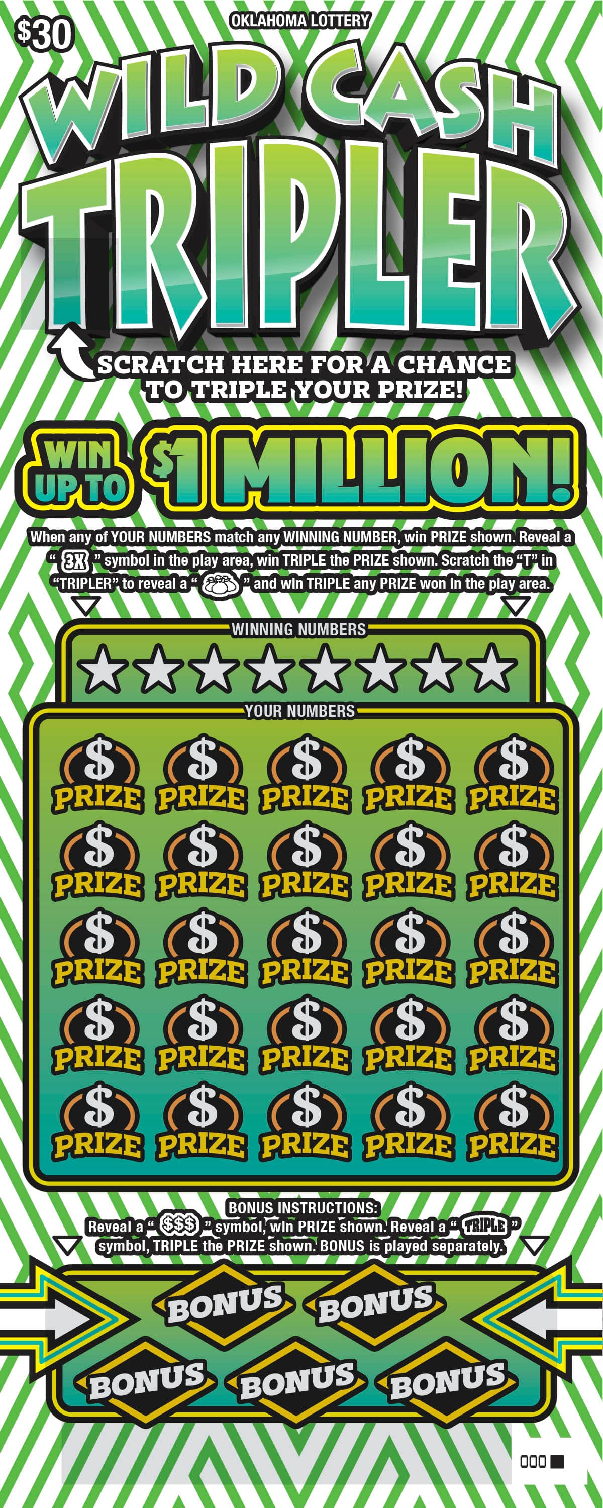Wild Cash Tripler scratch-off ticket