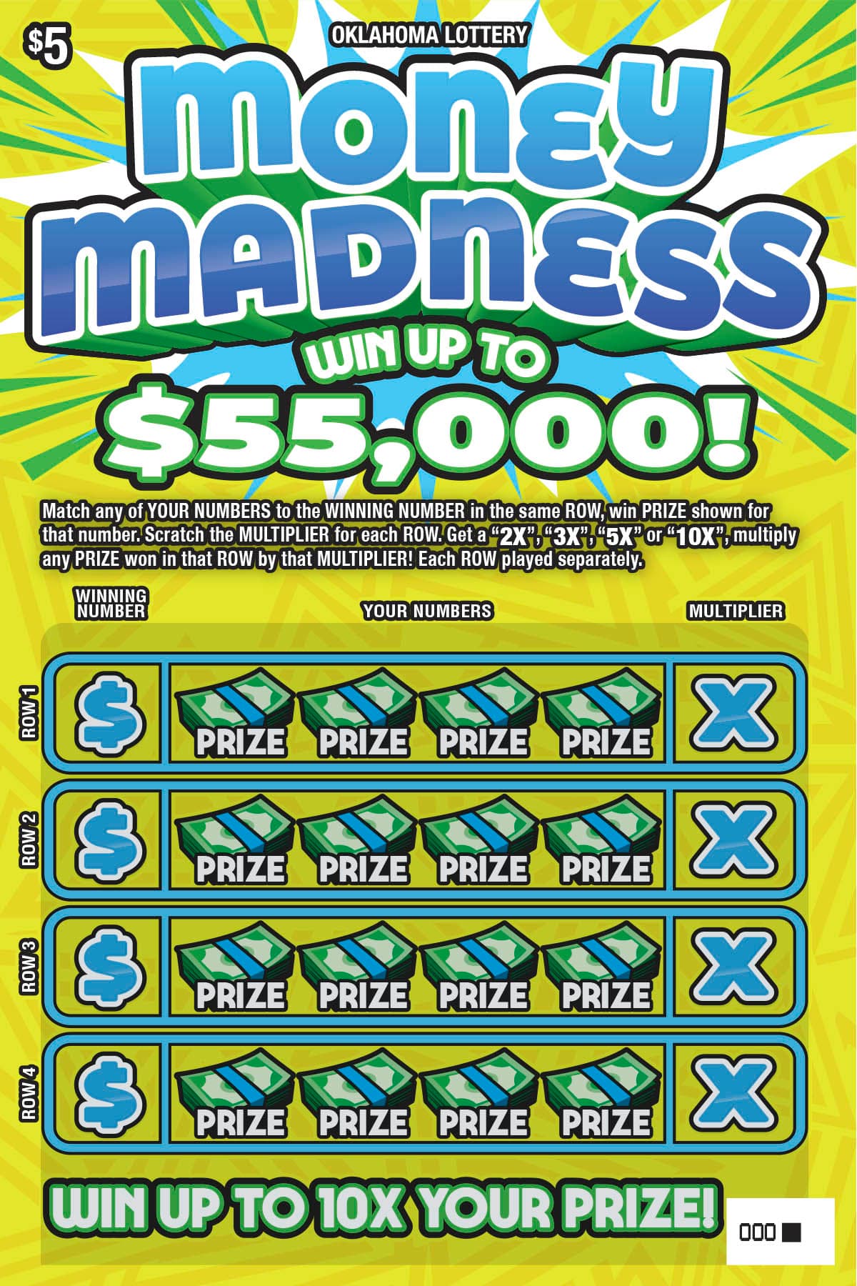 Money Madness scratch-off ticket