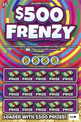 $500 Frenzy scratch-off ticket