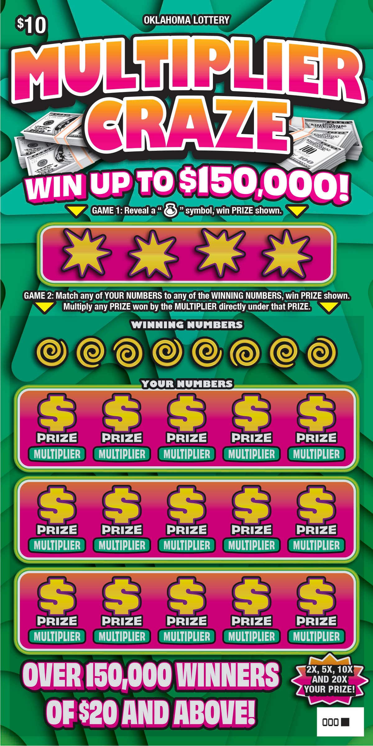 Multiplier Craze scratch-off ticket