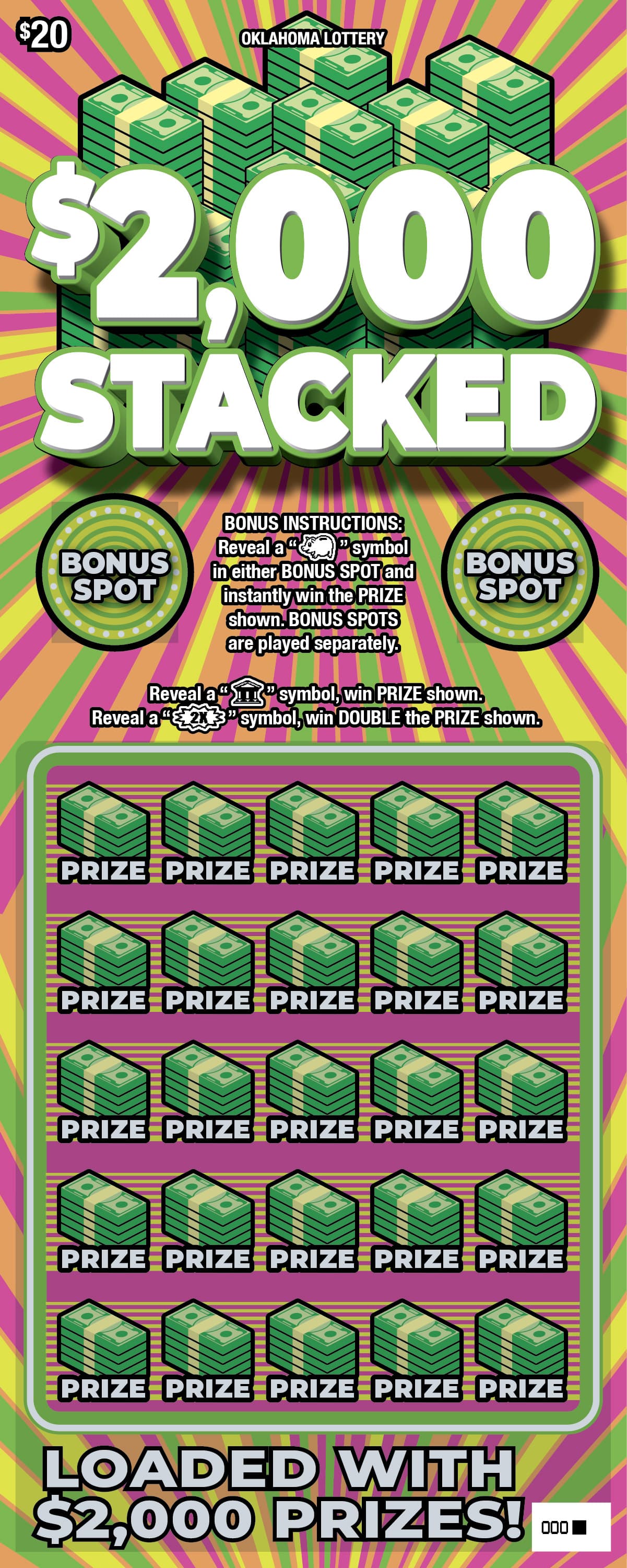 $2,000 Stacked scratch-off ticket