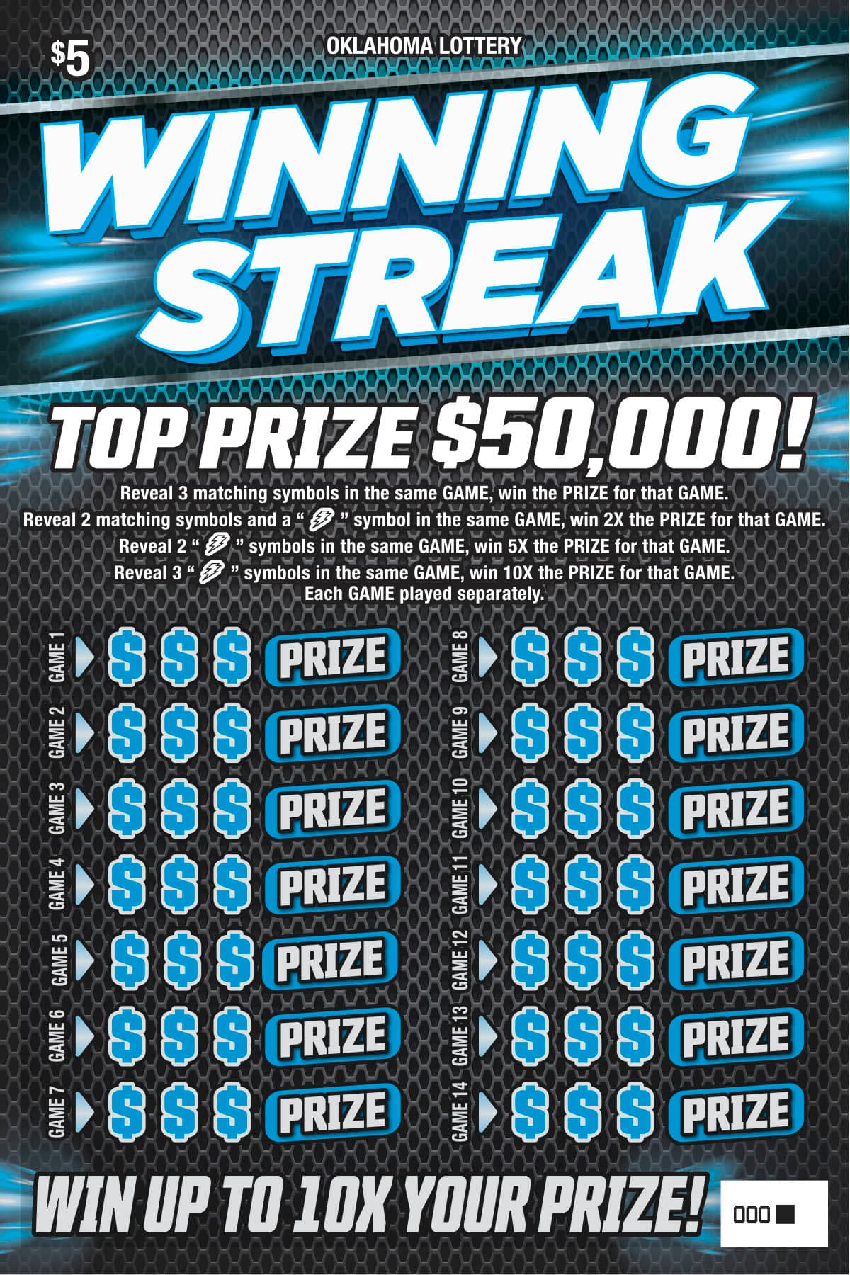 Winning Streak scratch-off ticket