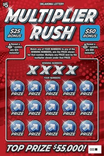 Multiplier Rush scratch-off ticket