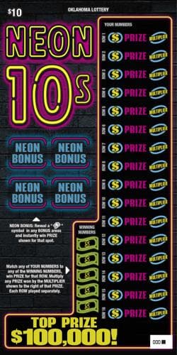 Neon 10s scratch-off ticket