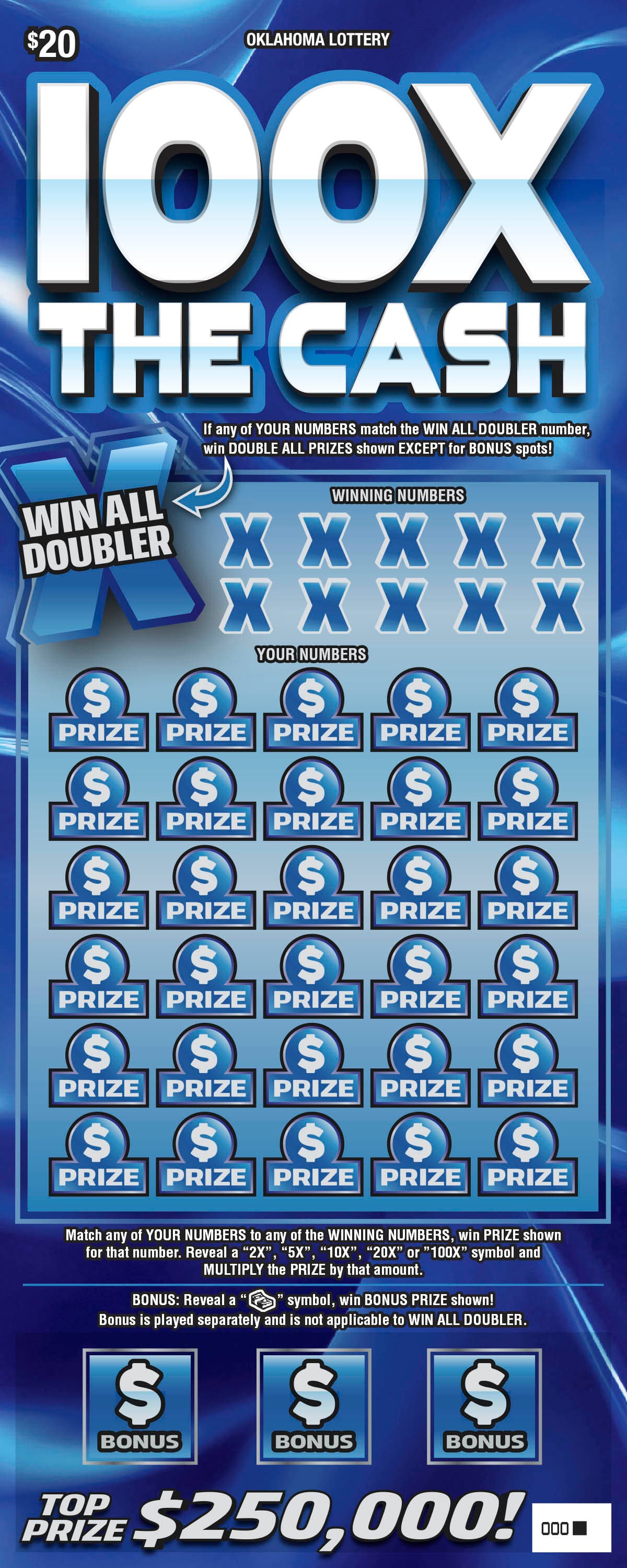 100X the Cash scratch-off ticket