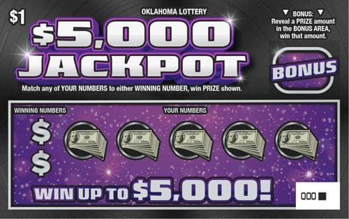 $5,000 Jackpot scratch-off ticket