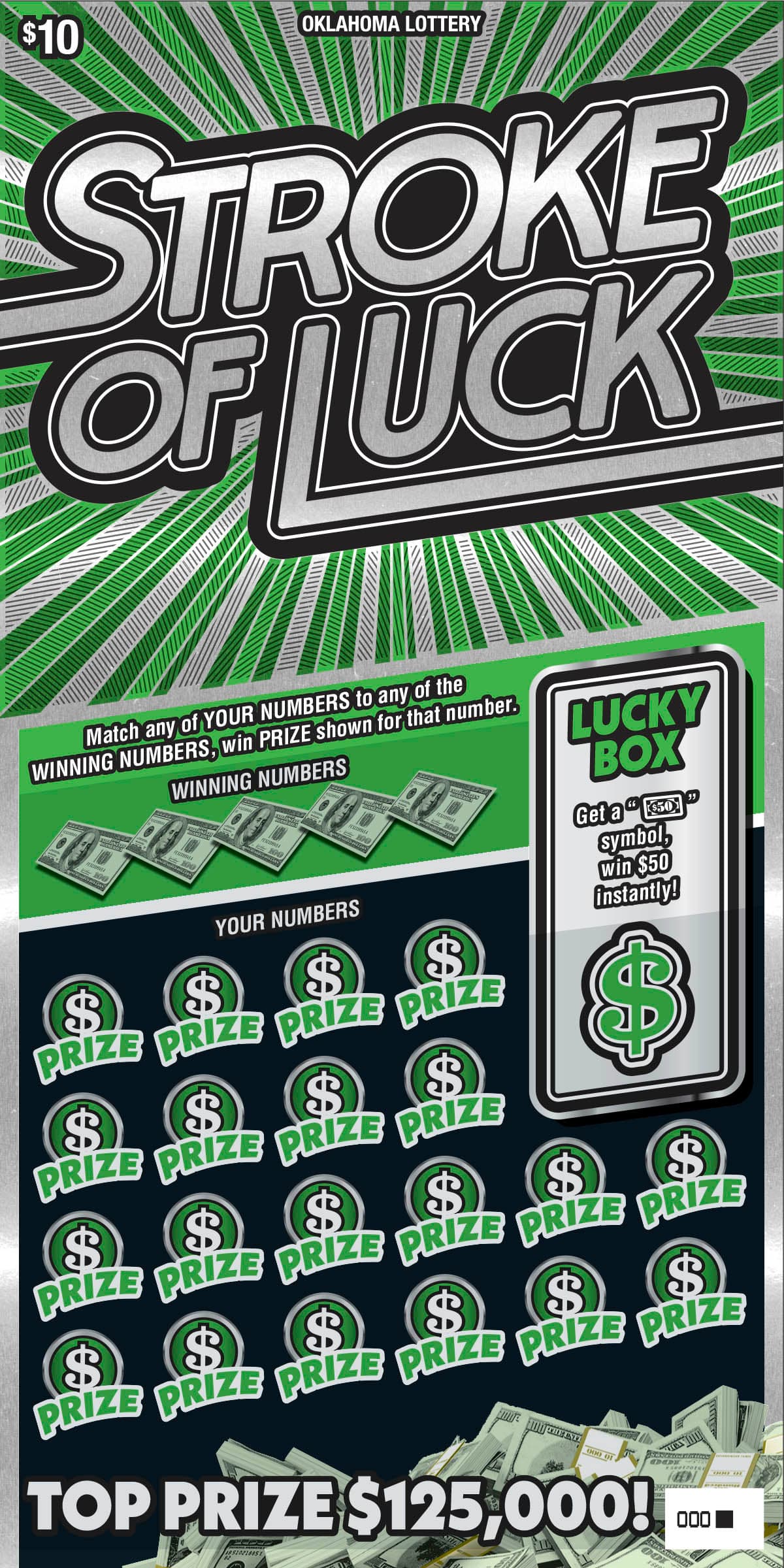 Stroke of Luck scratch-off ticket