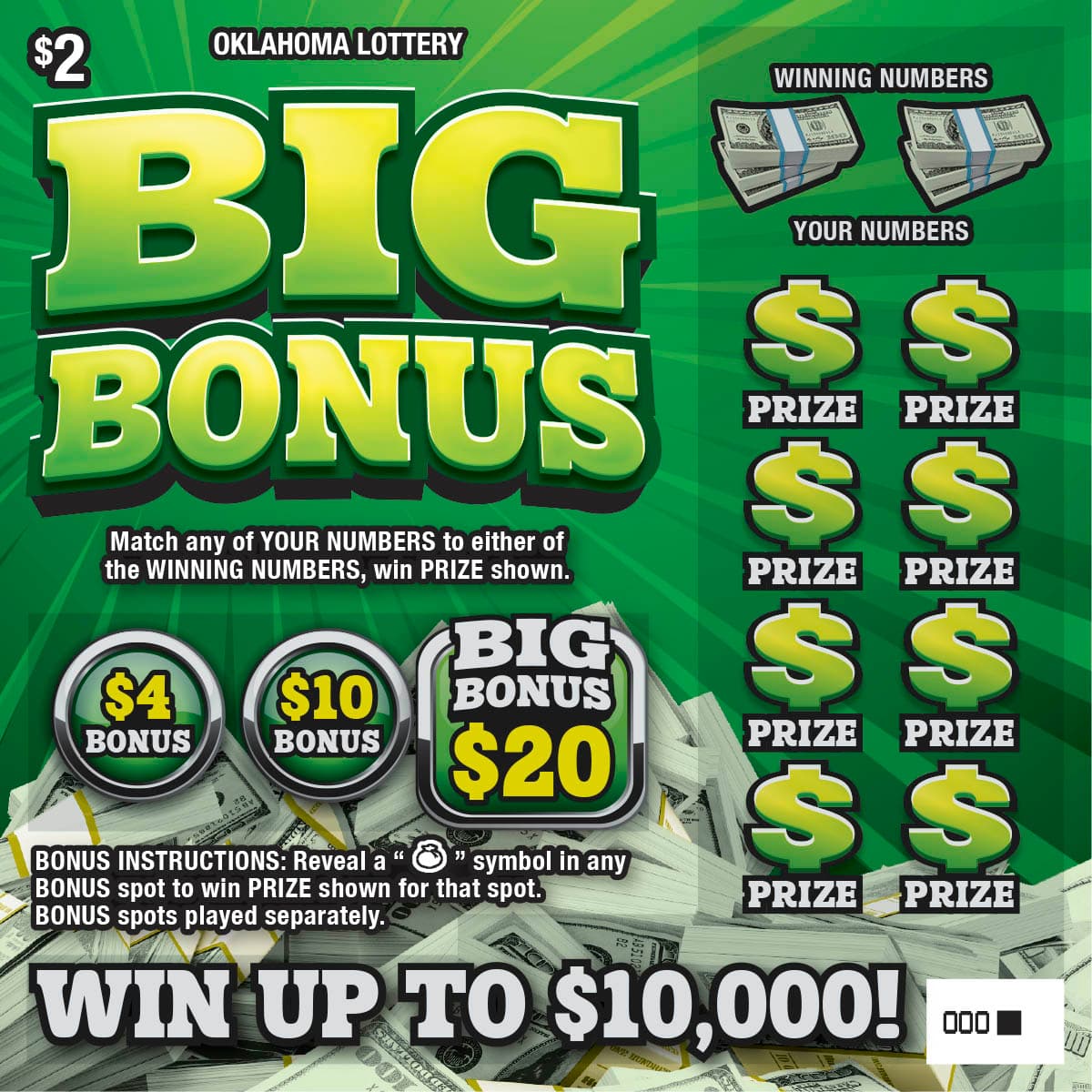 Big Bonus scratch-off ticket