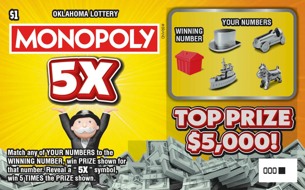 MONOPOLY® 5X scratch-off ticket