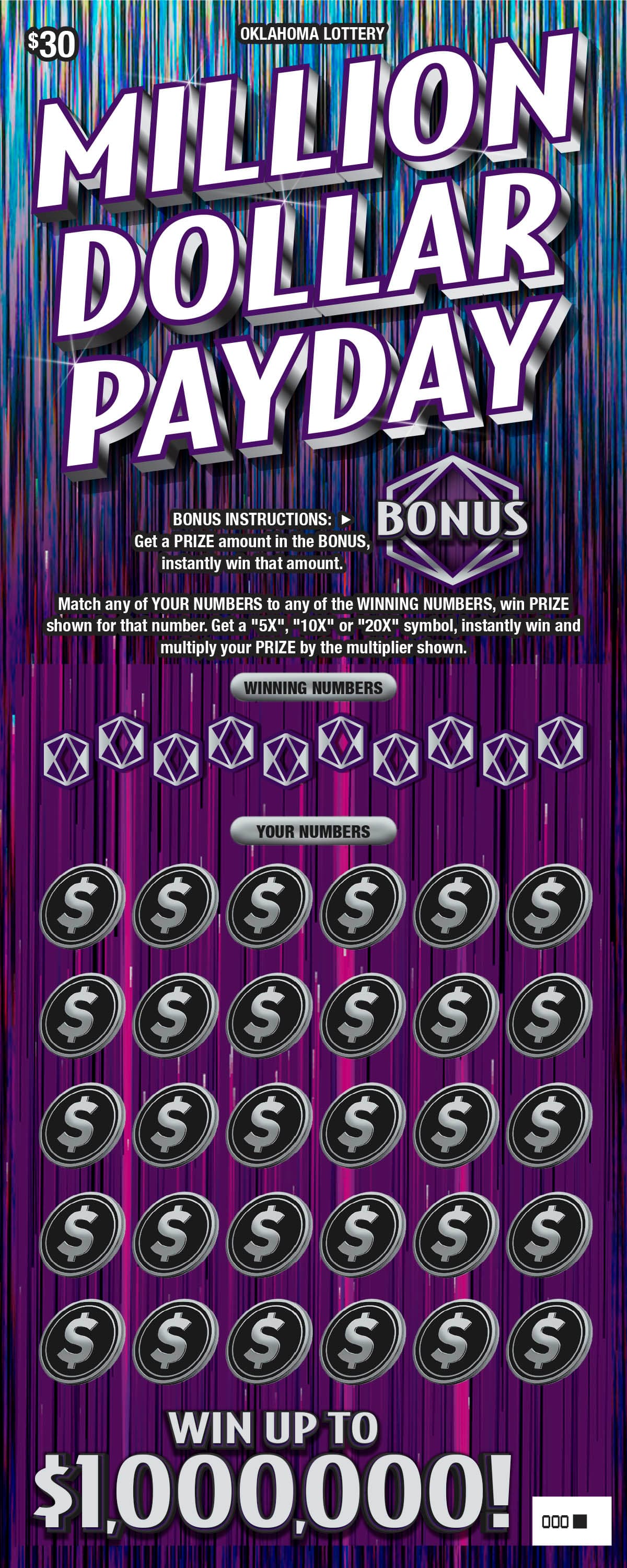 Million Dollar Payday scratch-off ticket