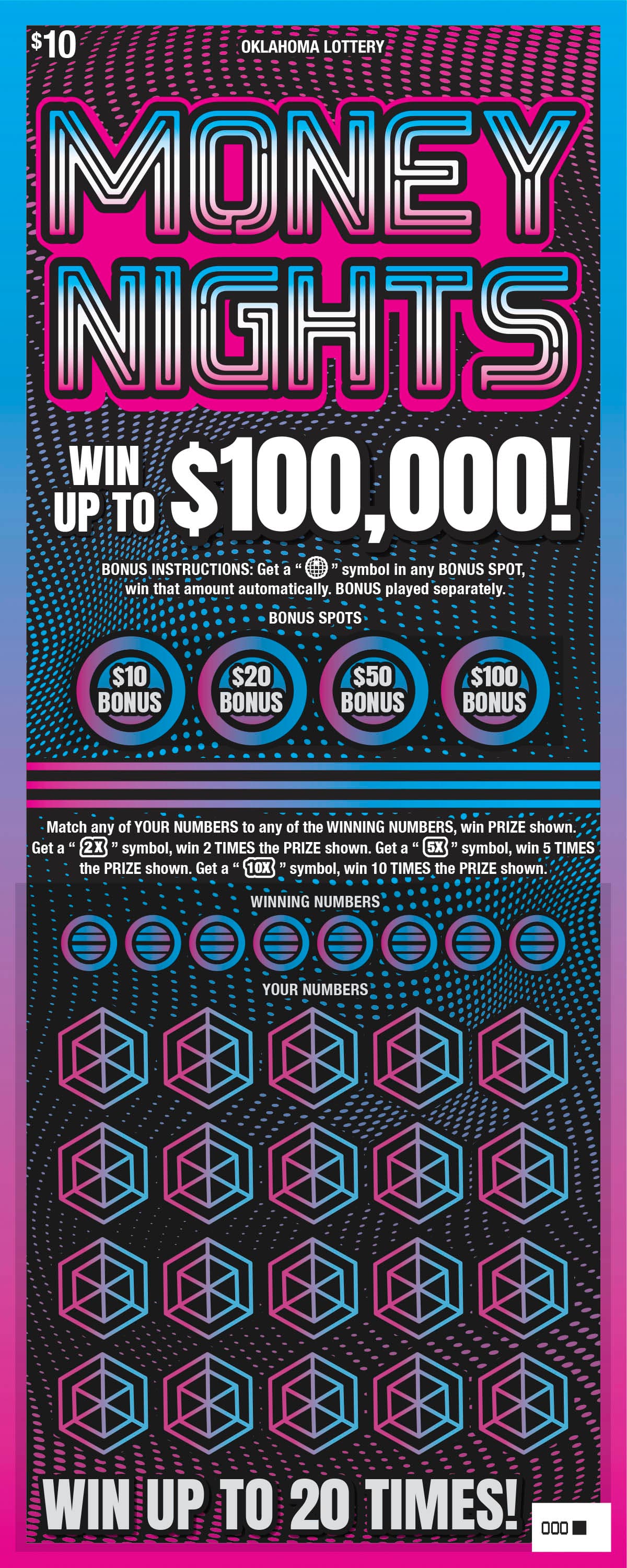 Money Nights scratch-off ticket