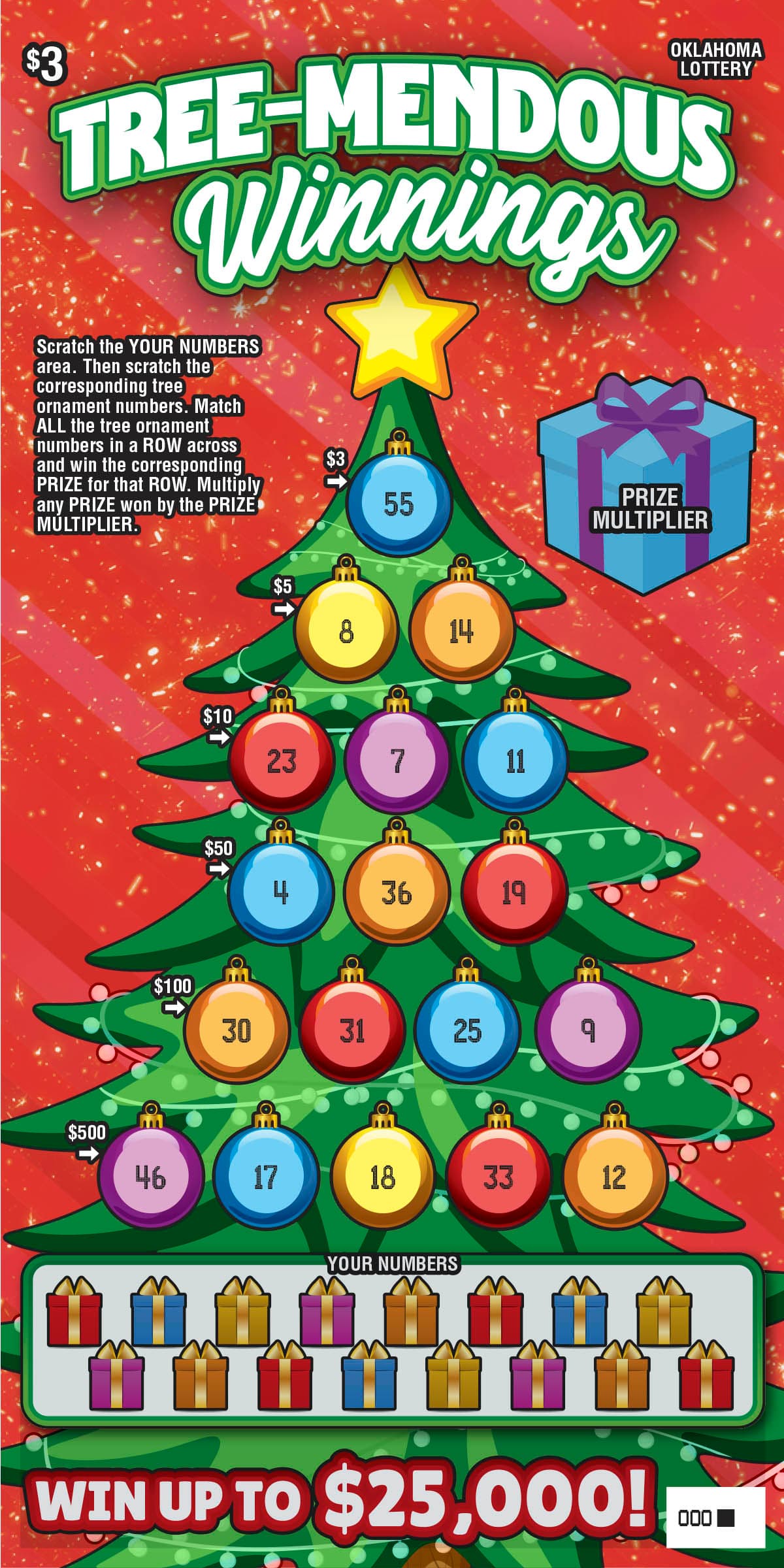 Tree-Mendous Winnings scratch-off ticket