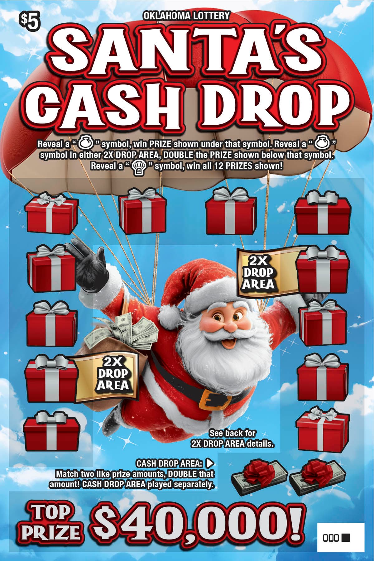 Santa's Cash Drop scratch-off ticket