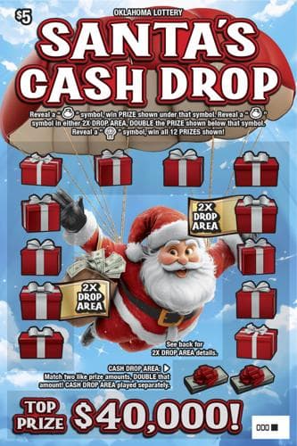 Santa's Cash Drop scratch-off ticket