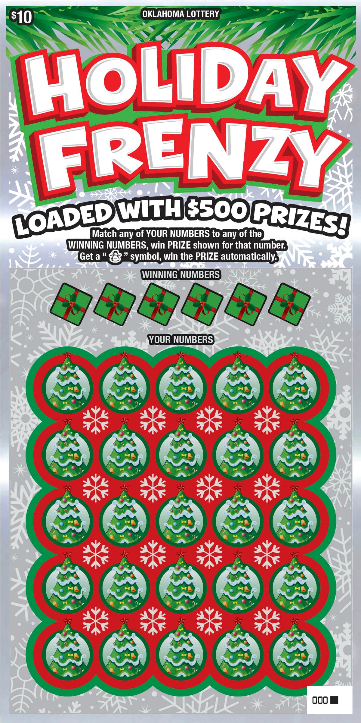 Holiday Frenzy scratch-off ticket