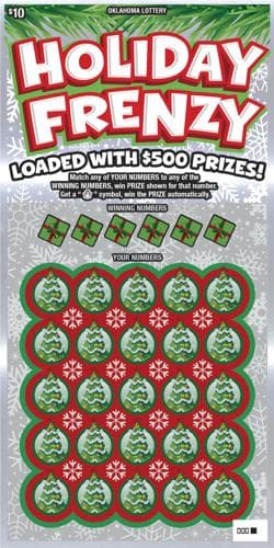 Holiday Frenzy scratch-off ticket