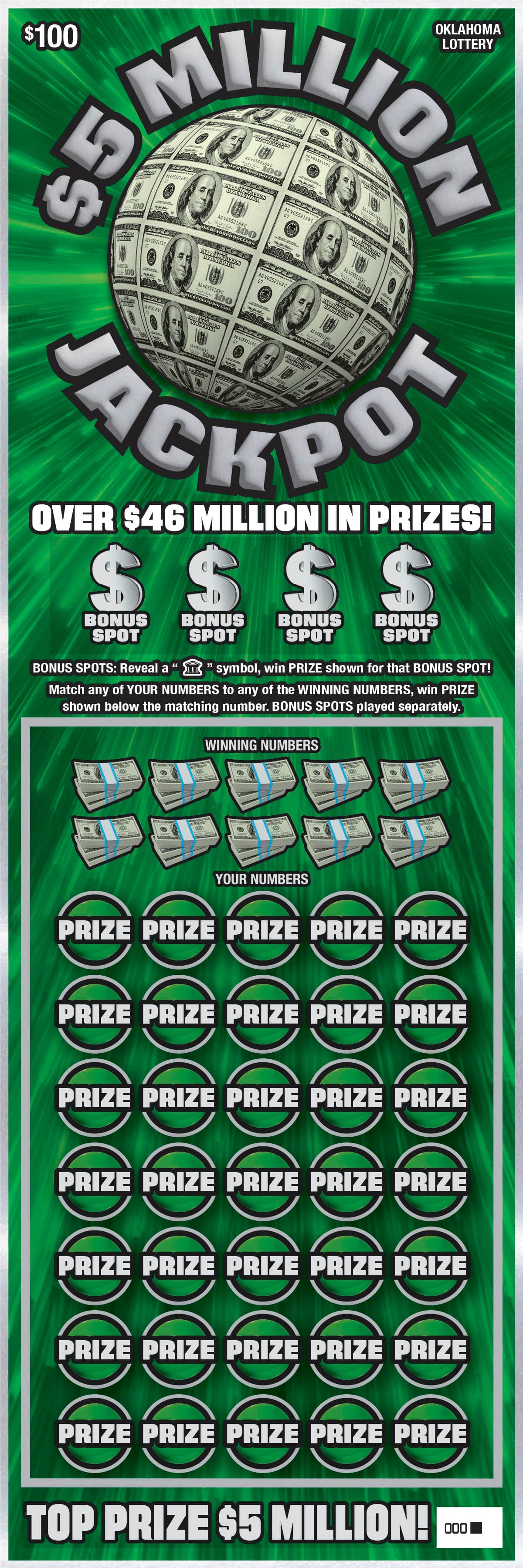 $5 Million Jackpot scratch-off ticket